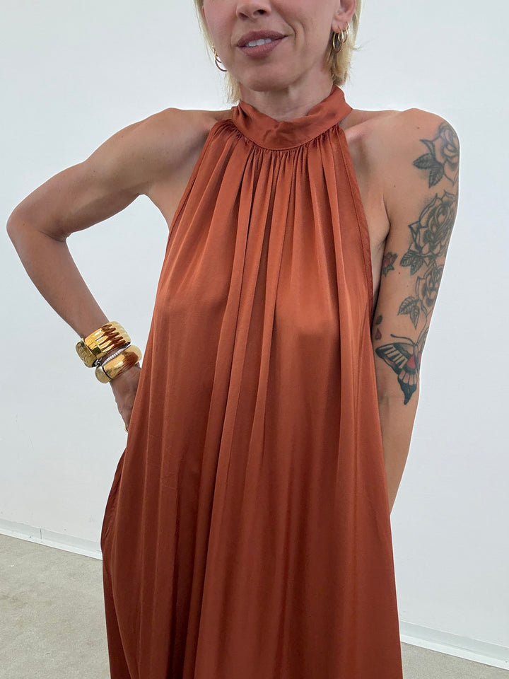 ABITO GINNY SATIN RUST