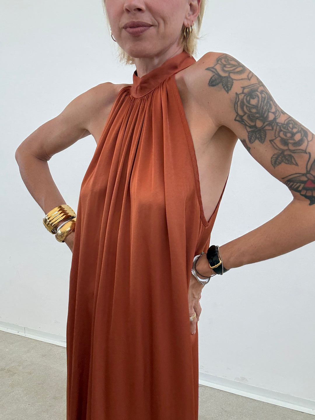 ABITO GINNY SATIN RUST