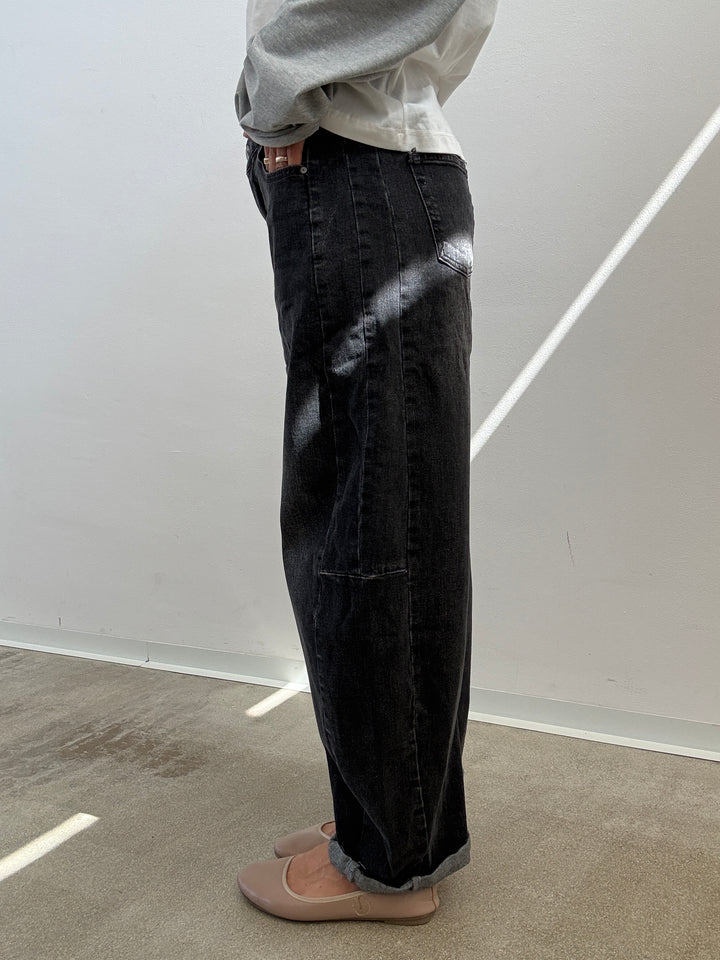 DENIM ANITA BARREL BLACK STONEWASH