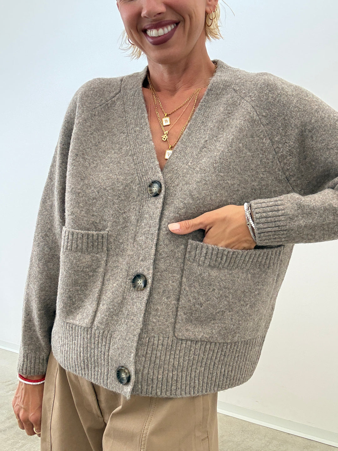 CARDIGAN GEMMA TAUPE