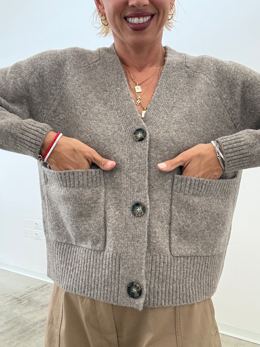 CARDIGAN GEMMA TAUPE