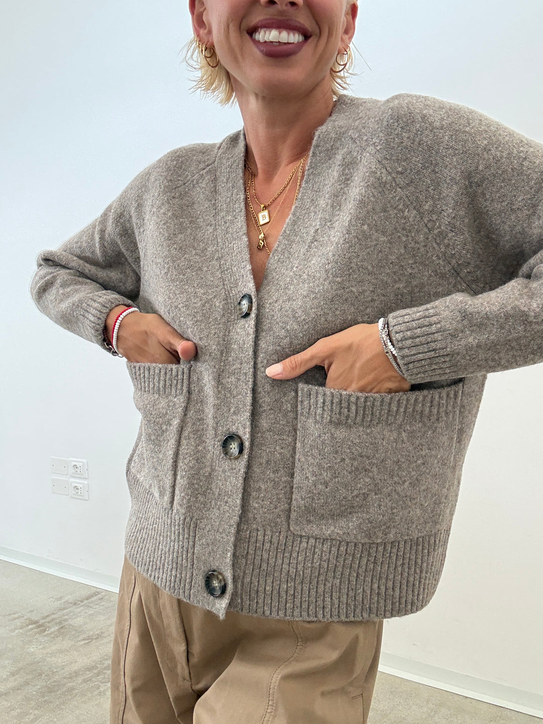 CARDIGAN GEMMA TAUPE