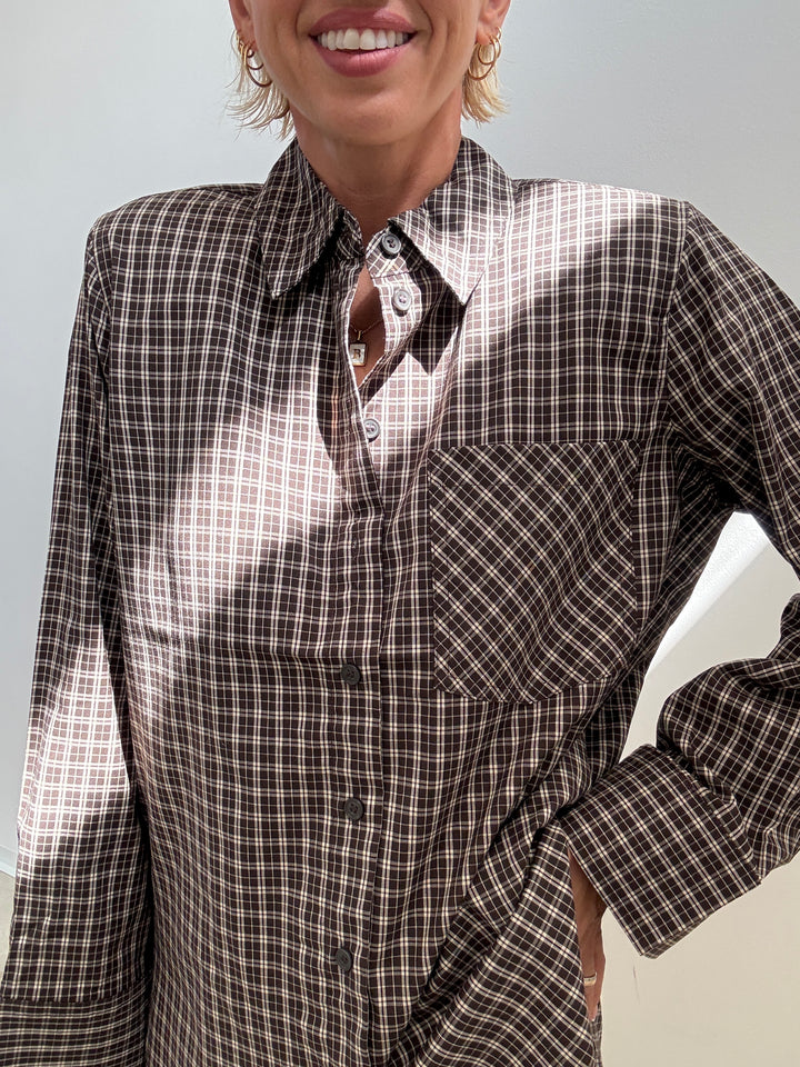 CAMICIA SPALLINA CHECK MARRONE