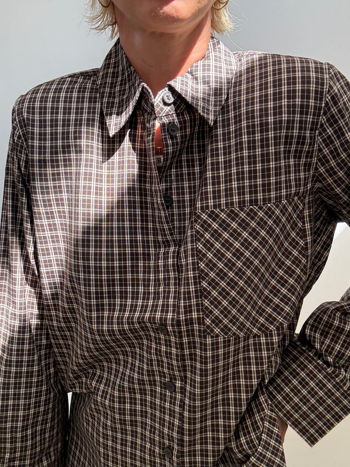CAMICIA SPALLINA CHECK MARRONE