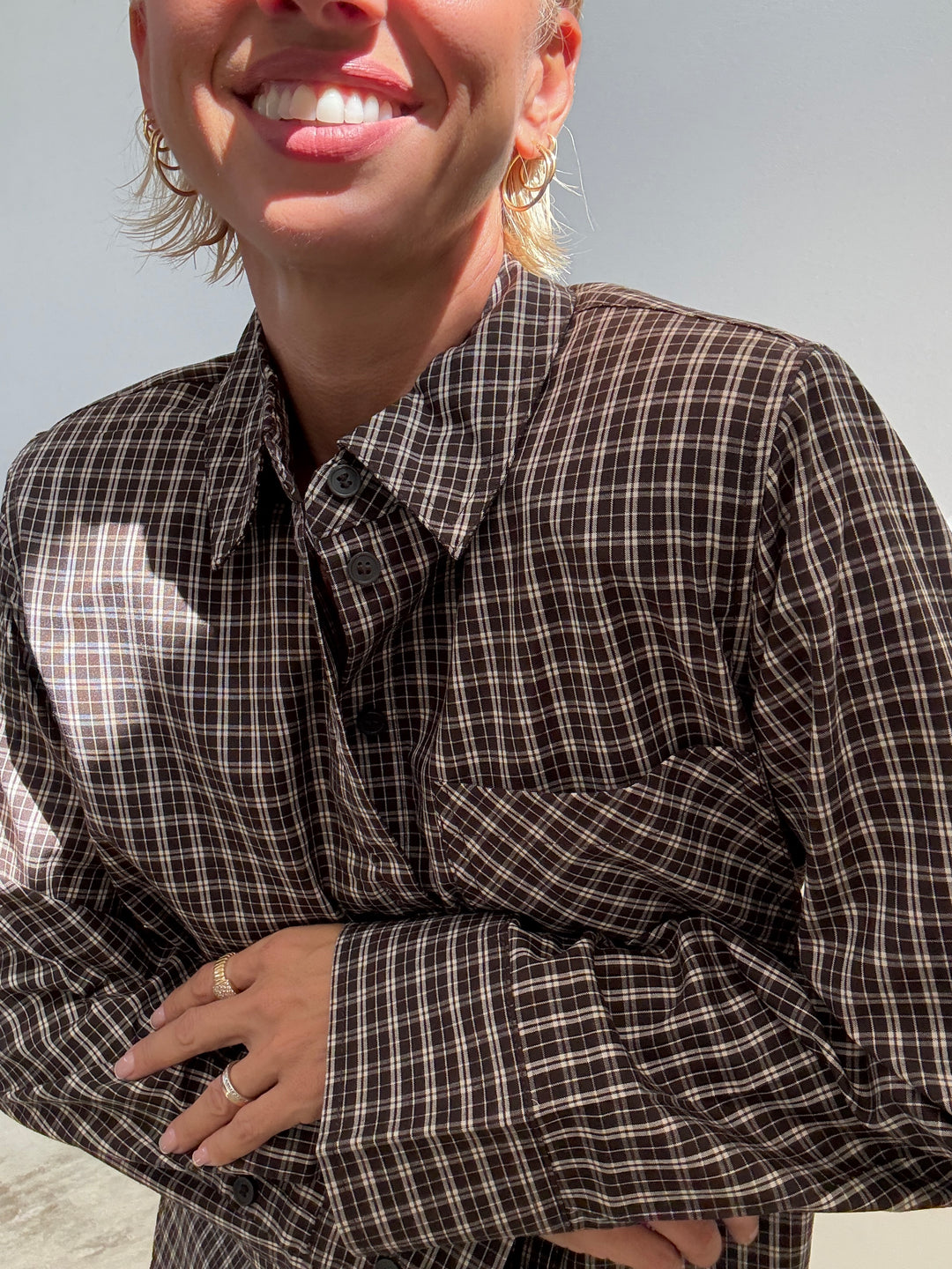 CAMICIA SPALLINA CHECK MARRONE