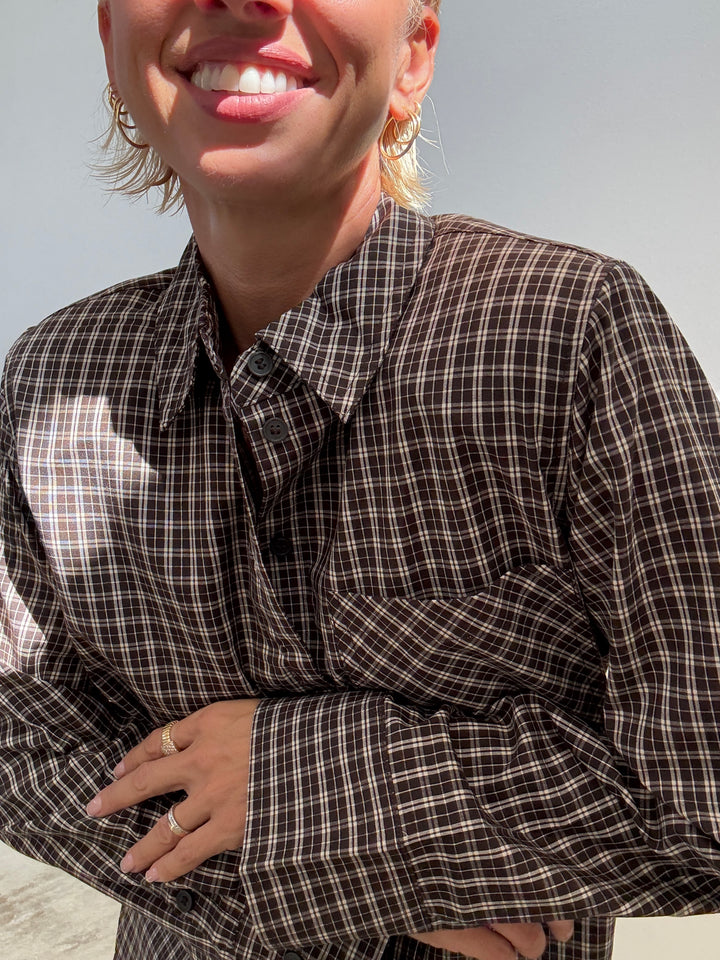 CAMICIA SPALLINA CHECK MARRONE