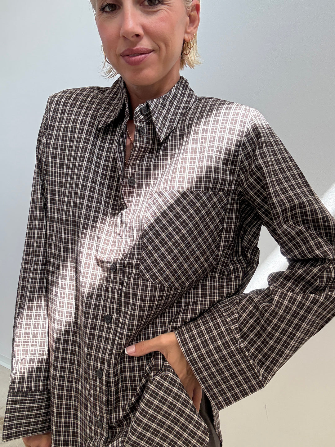 CAMICIA SPALLINA CHECK MARRONE