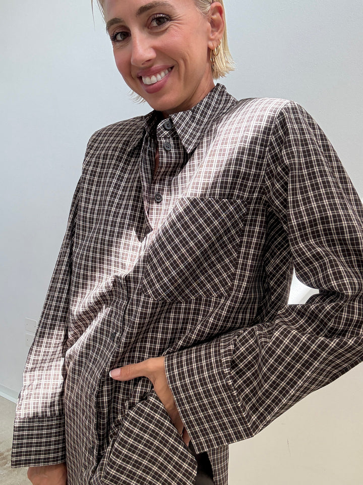CAMICIA SPALLINA CHECK MARRONE