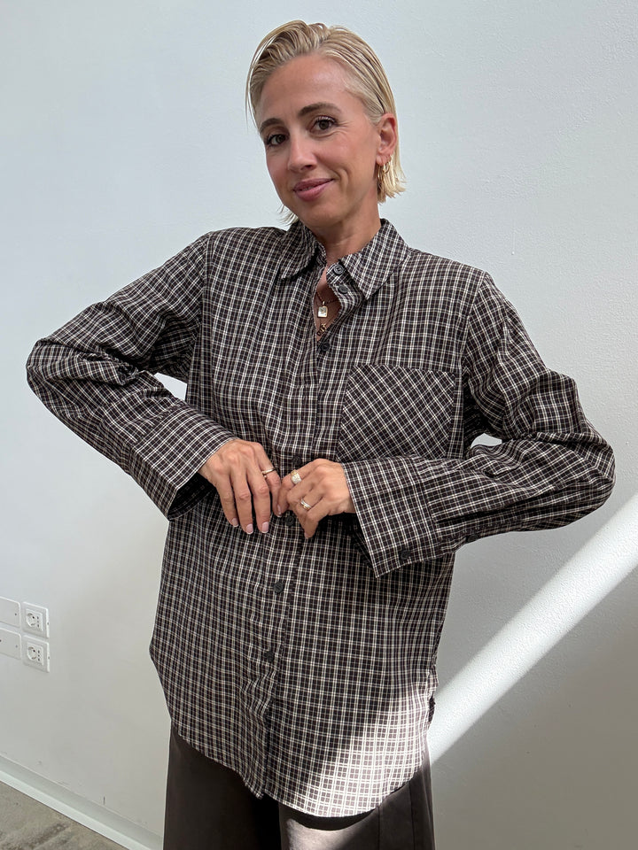 CAMICIA SPALLINA CHECK MARRONE