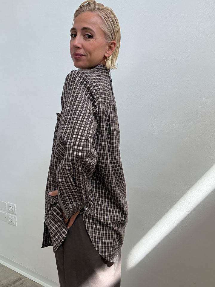 CAMICIA SPALLINA CHECK MARRONE