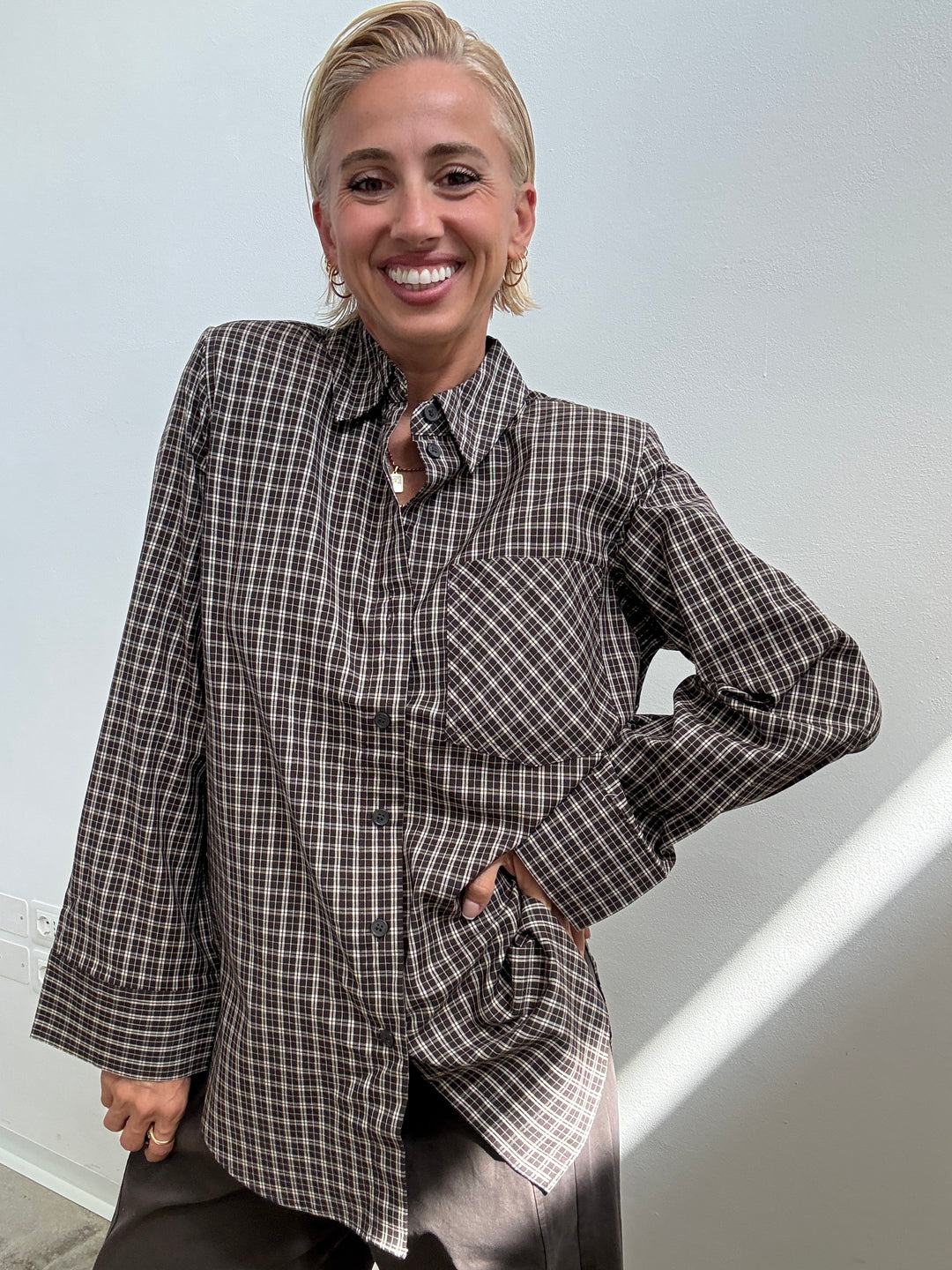 CAMICIA SPALLINA CHECK MARRONE