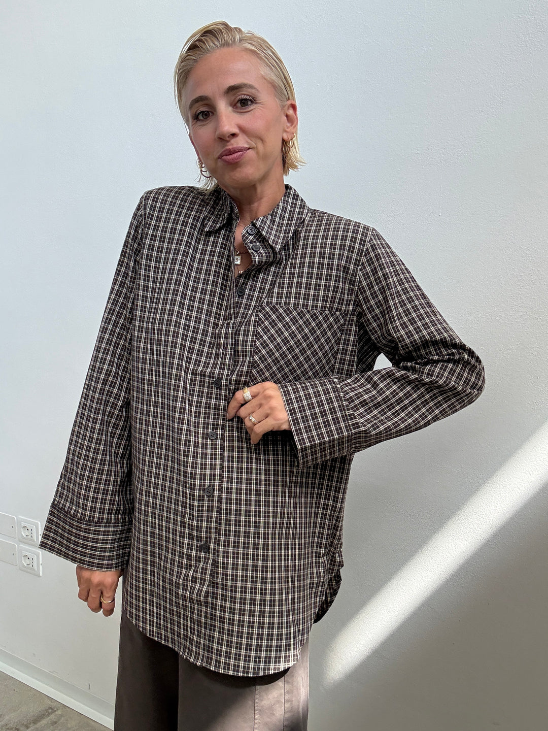 CAMICIA SPALLINA CHECK MARRONE