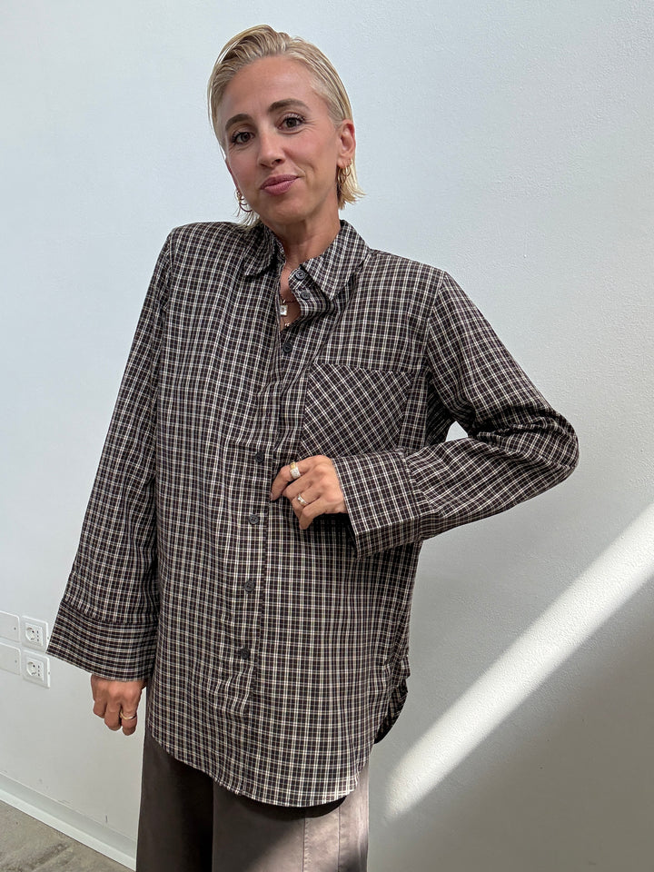 CAMICIA SPALLINA CHECK MARRONE