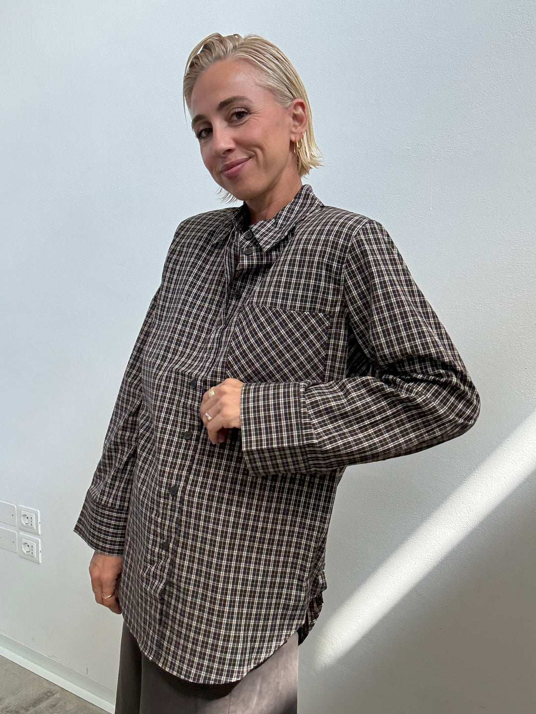 CAMICIA SPALLINA CHECK MARRONE