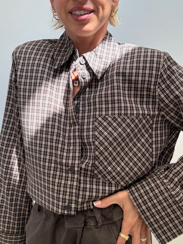 CAMICIA SPALLINA CHECK MARRONE
