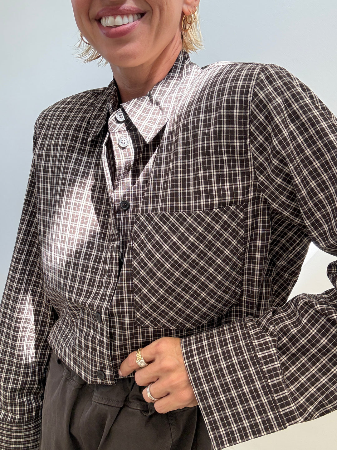 CAMICIA SPALLINA CHECK MARRONE
