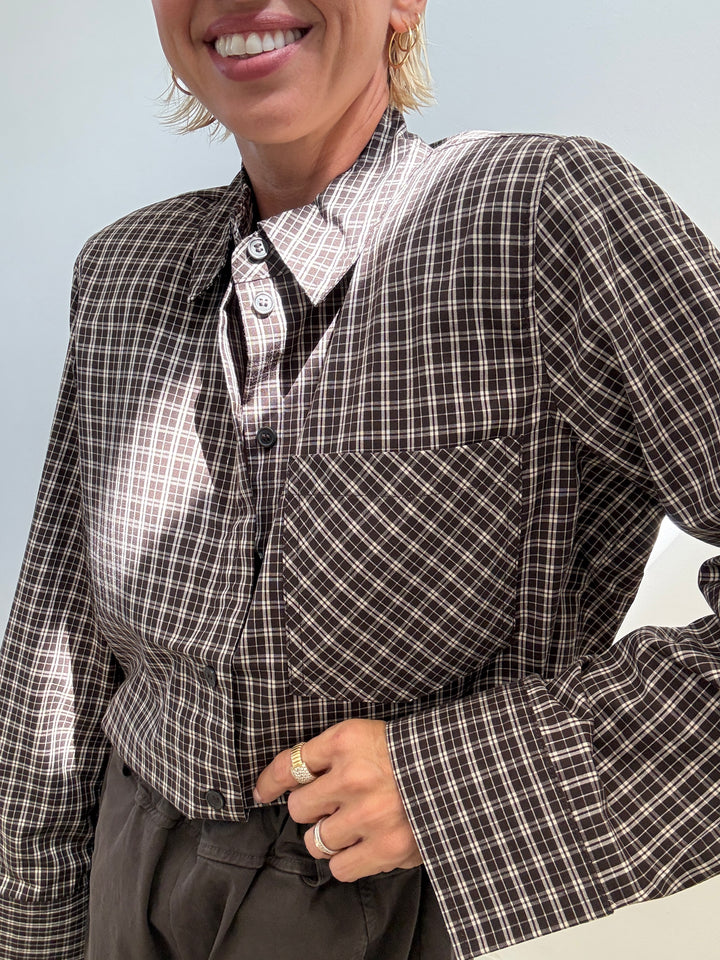 CAMICIA SPALLINA CHECK MARRONE