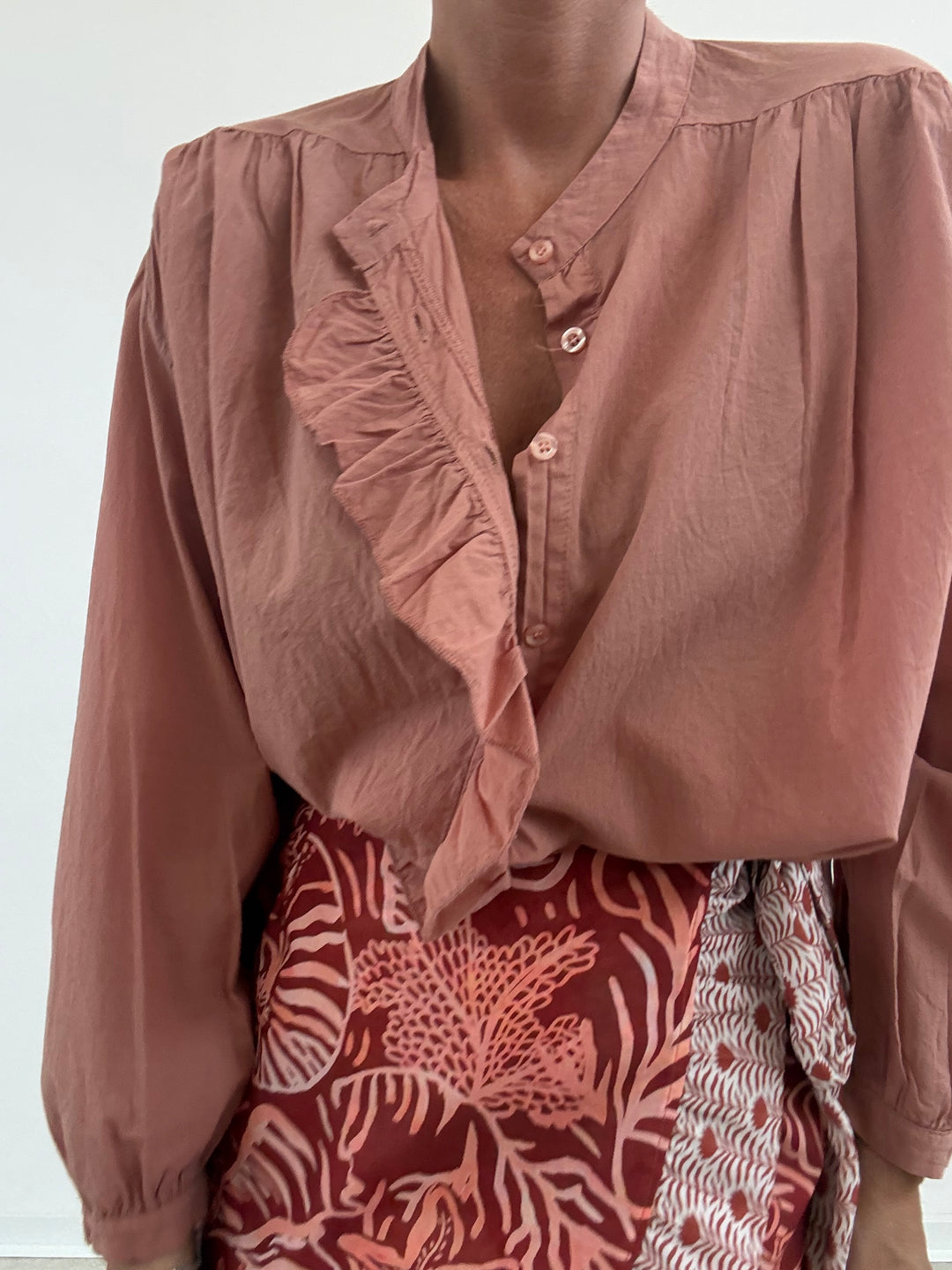 CAMICIA MUSSOLA OLD ROSE ROUCHES