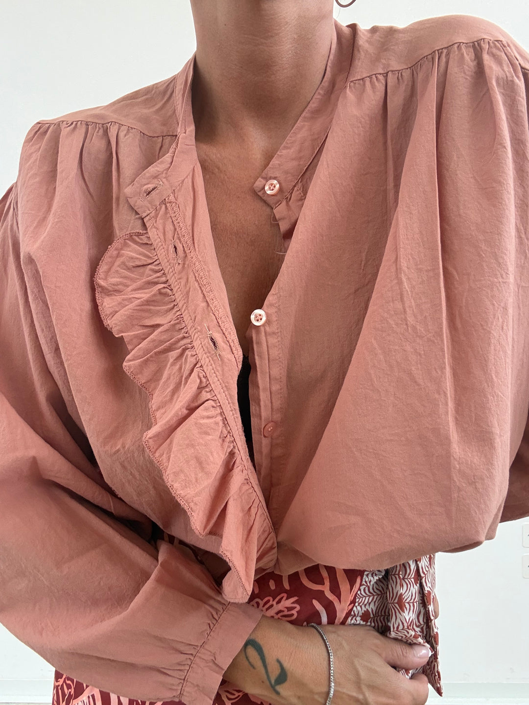 CAMICIA MUSSOLA OLD ROSE ROUCHES