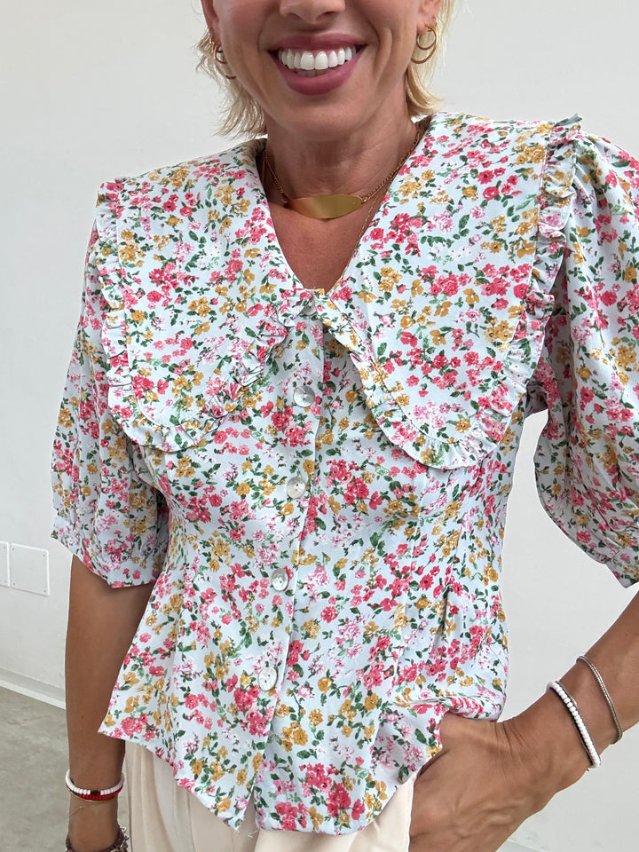 CAMICIA MIRIAM FIORI CIELO