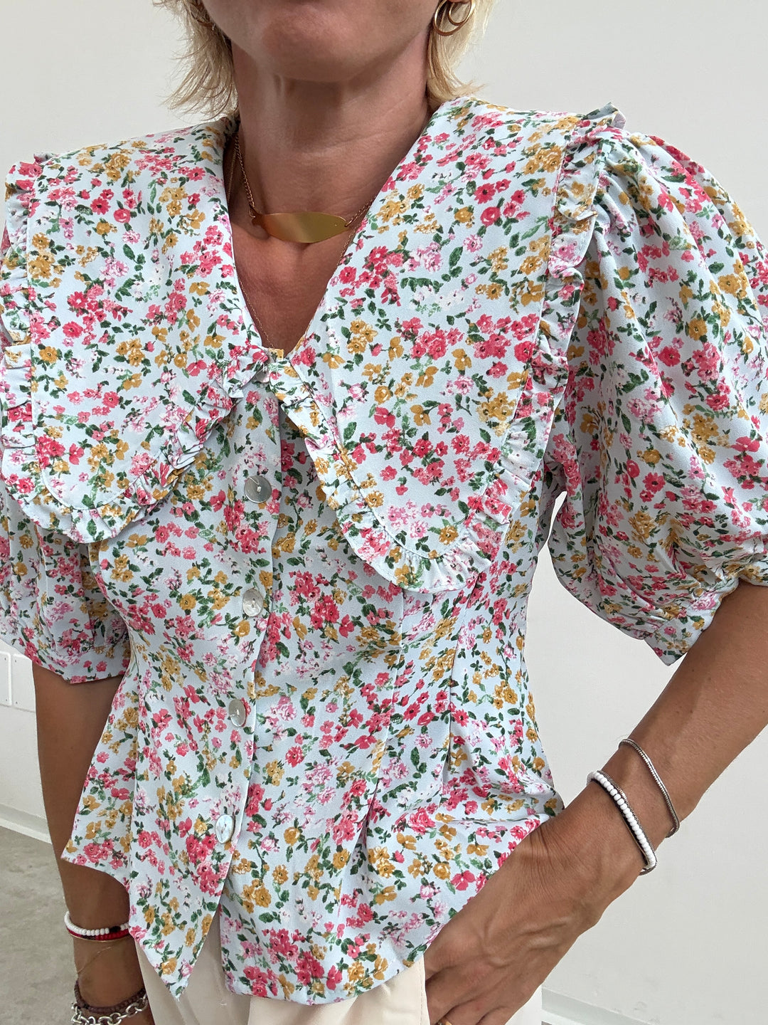 CAMICIA MIRIAM FIORI CIELO