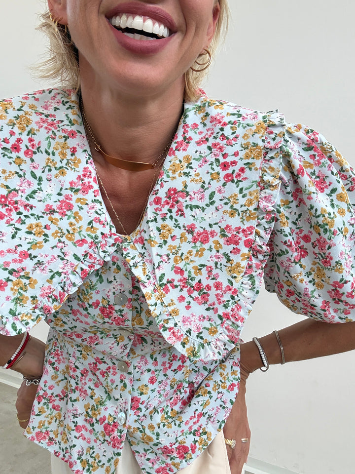 CAMICIA MIRIAM FIORI CIELO