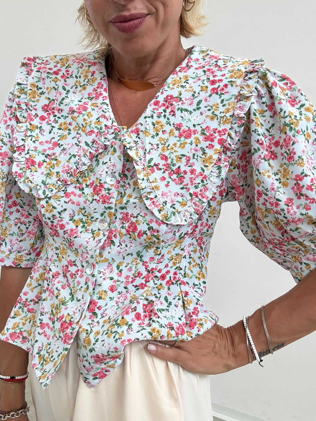 CAMICIA MIRIAM FIORI CIELO