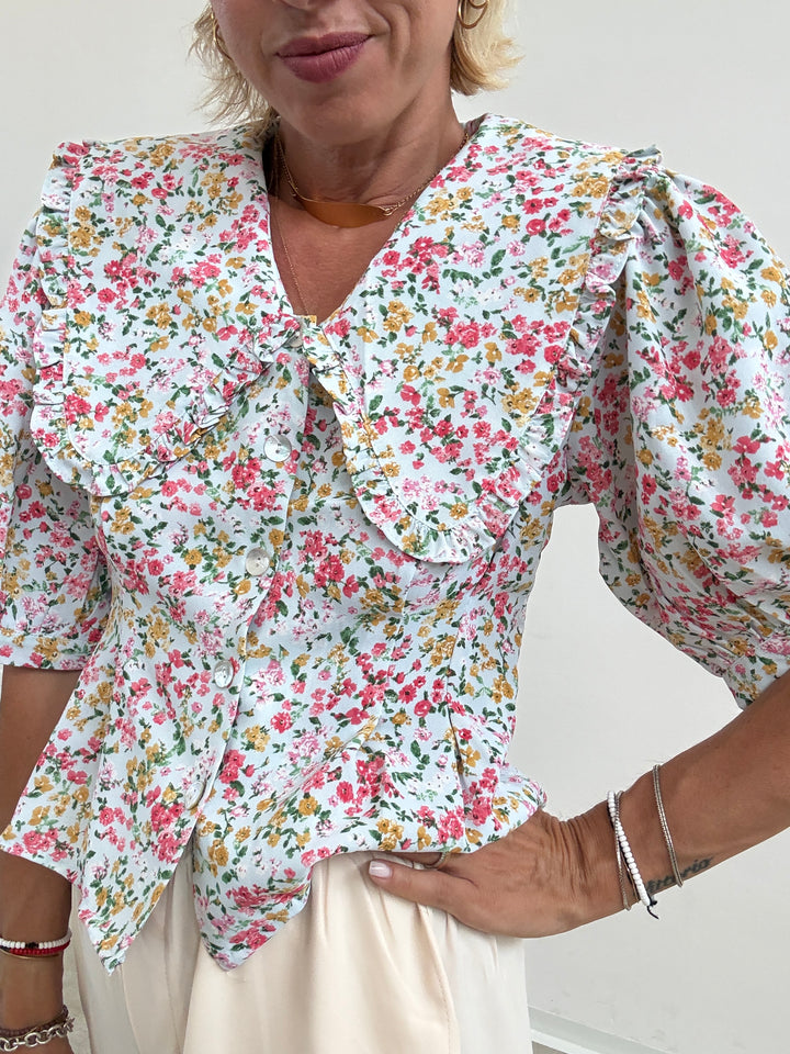 CAMICIA MIRIAM FIORI CIELO