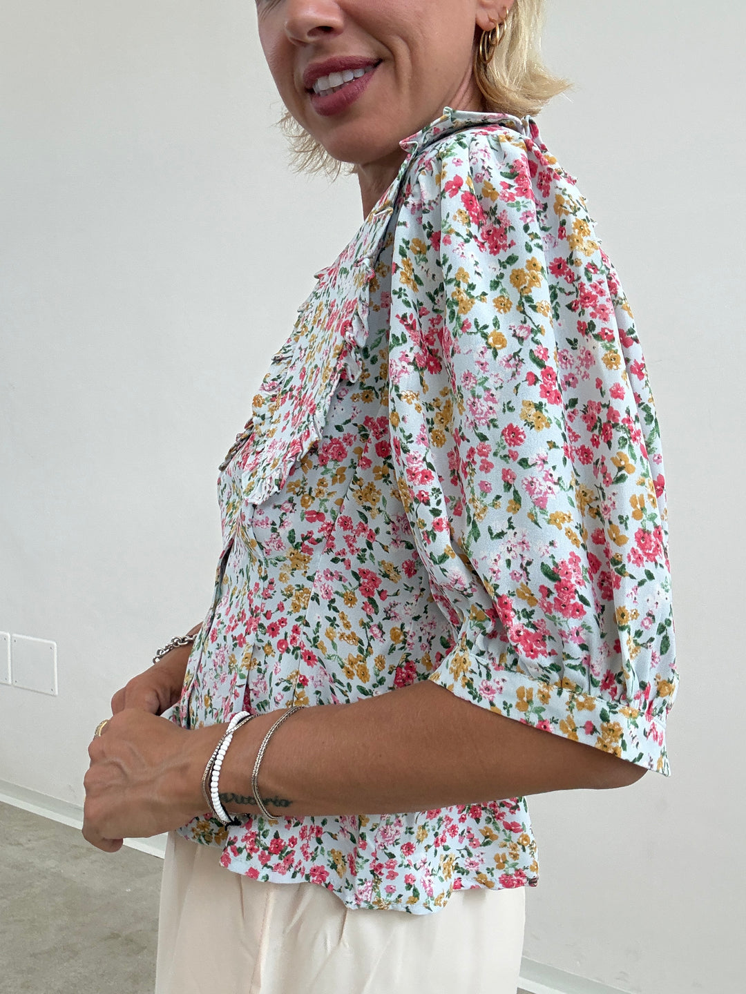 CAMICIA MIRIAM FIORI CIELO