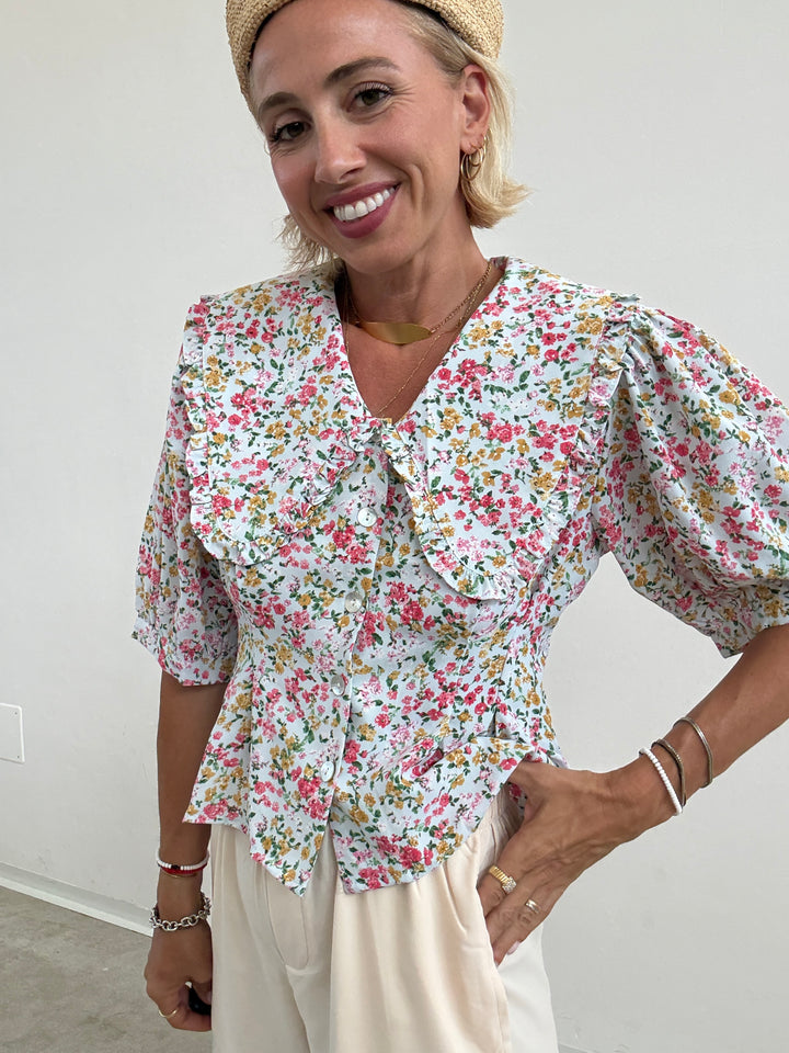 CAMICIA MIRIAM FIORI CIELO