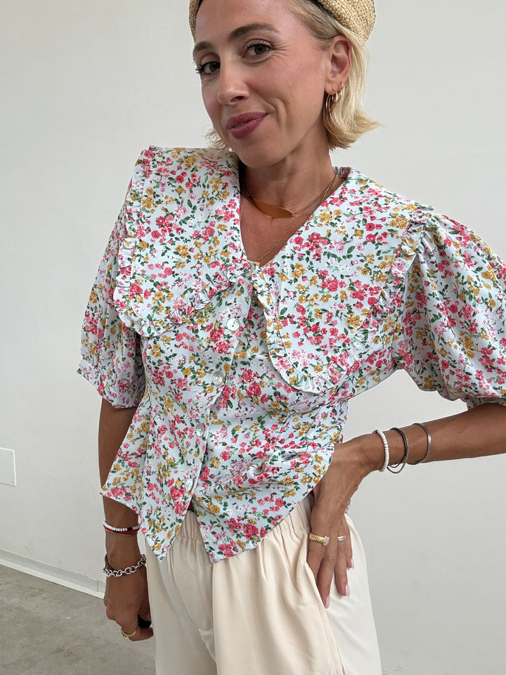 CAMICIA MIRIAM FIORI CIELO