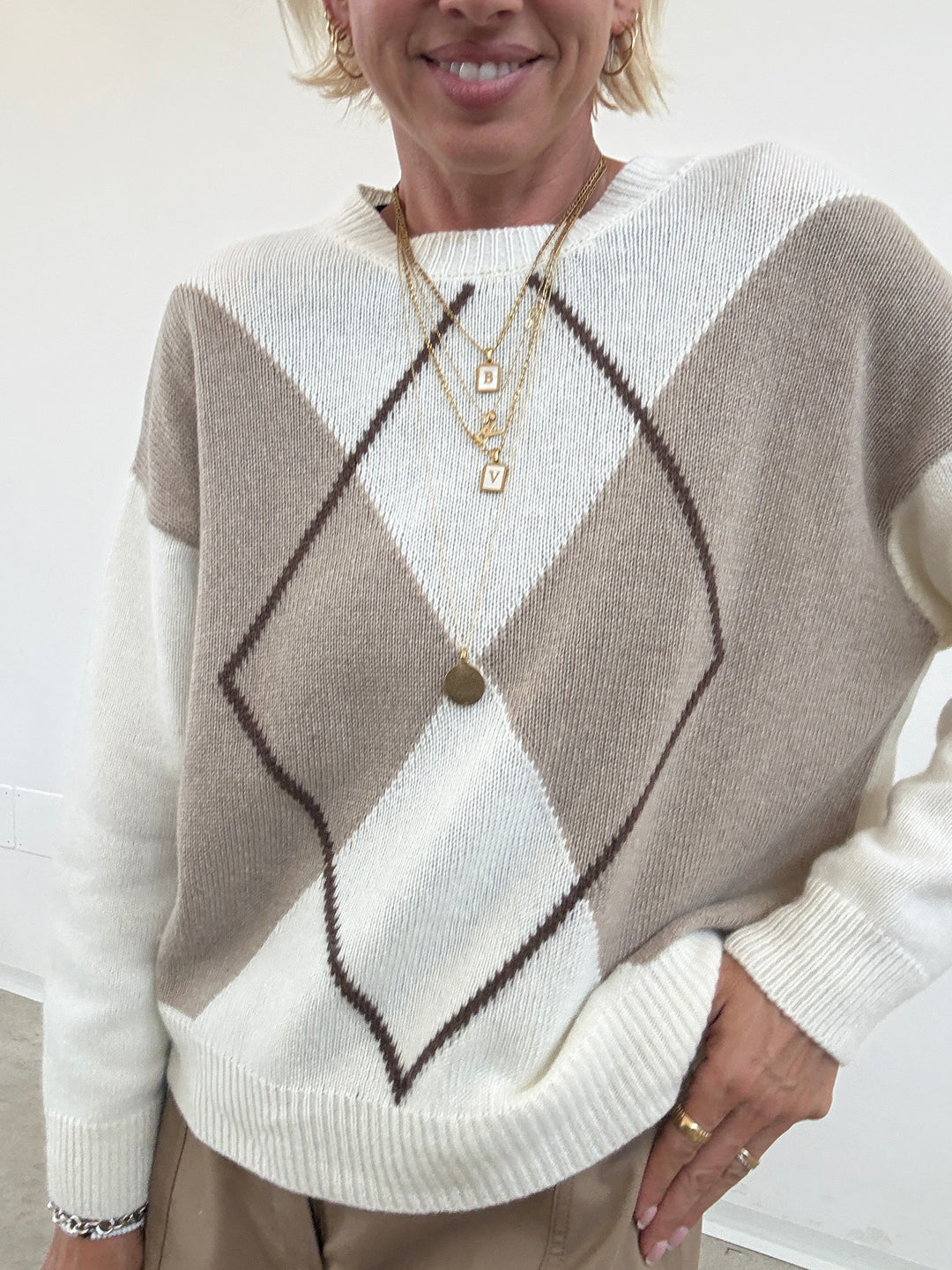 PULL ROMBI PANNA/TAUPE