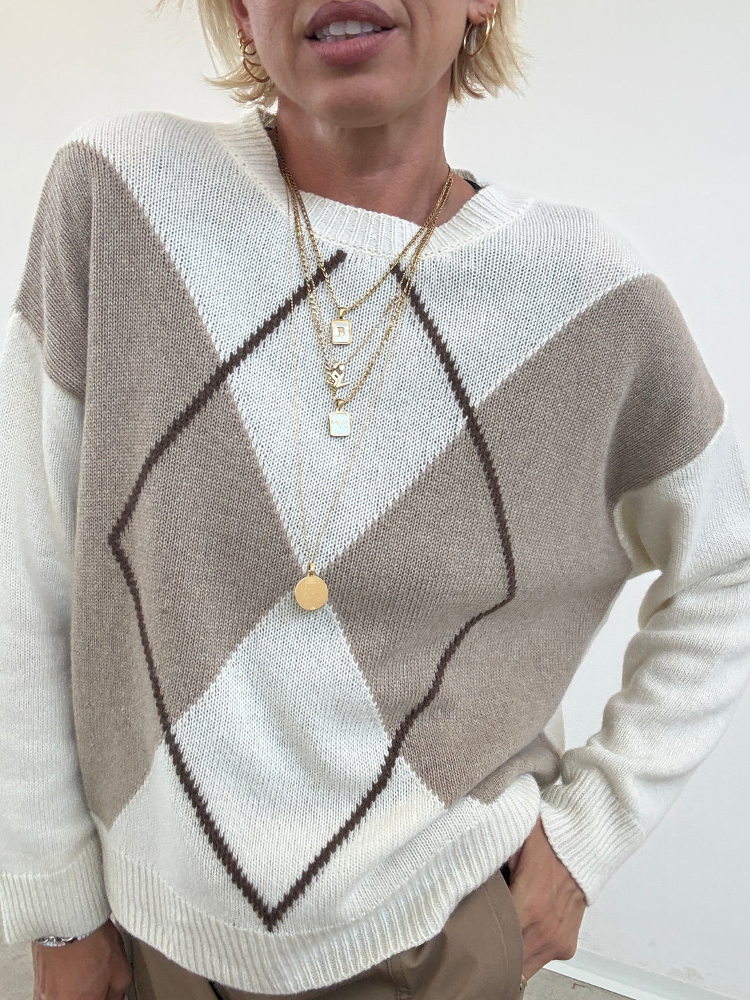 PULL ROMBI PANNA/TAUPE