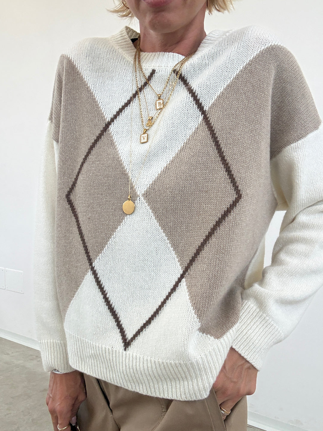PULL ROMBI PANNA/TAUPE