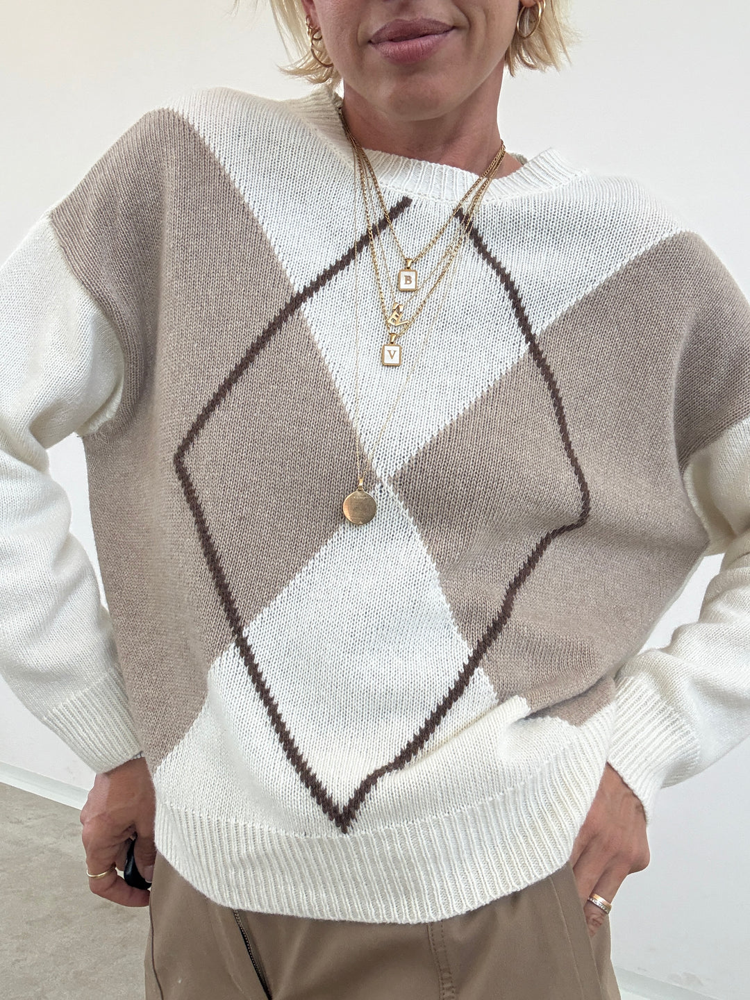 PULL ROMBI PANNA/TAUPE