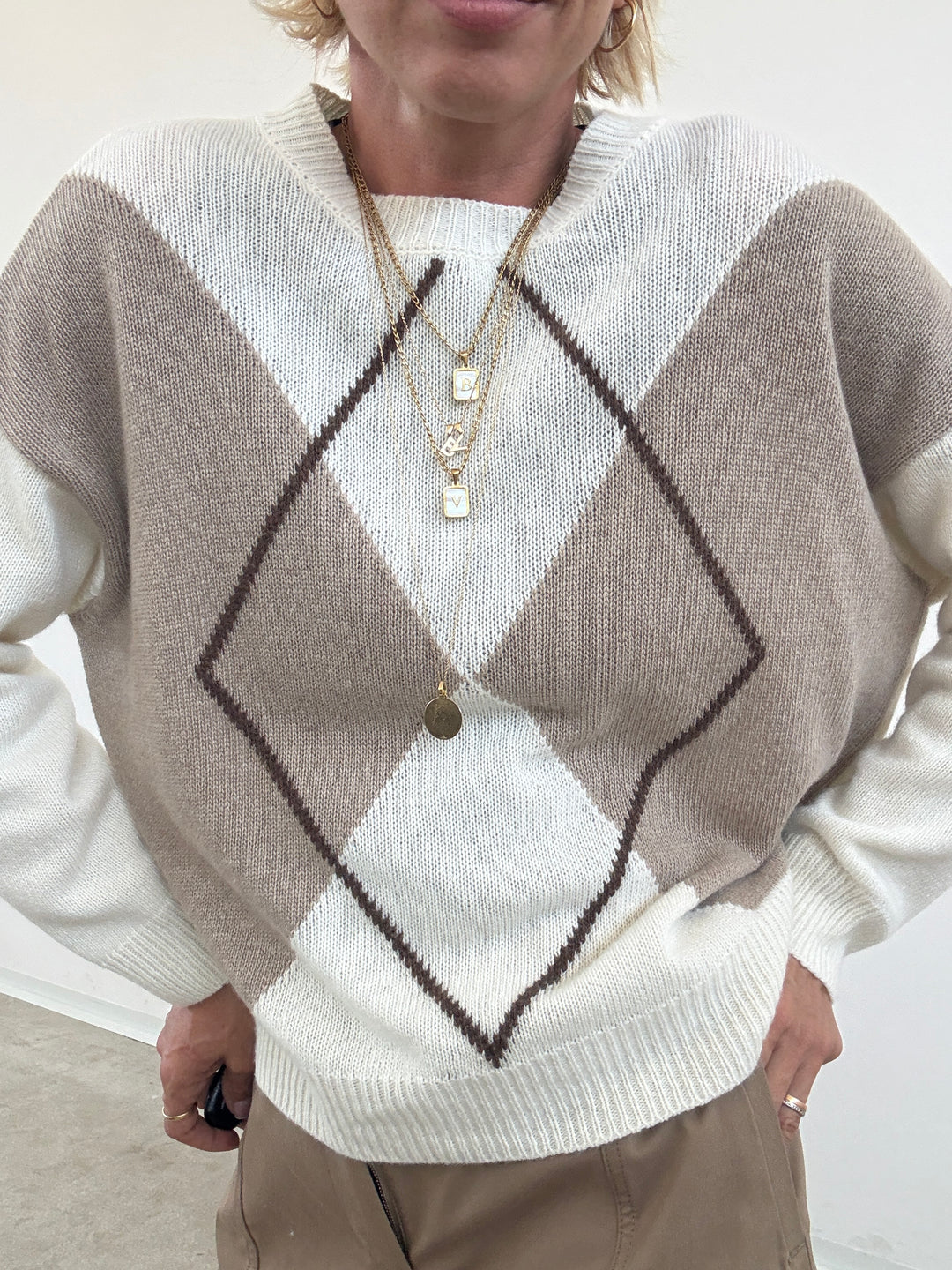 PULL ROMBI PANNA/TAUPE