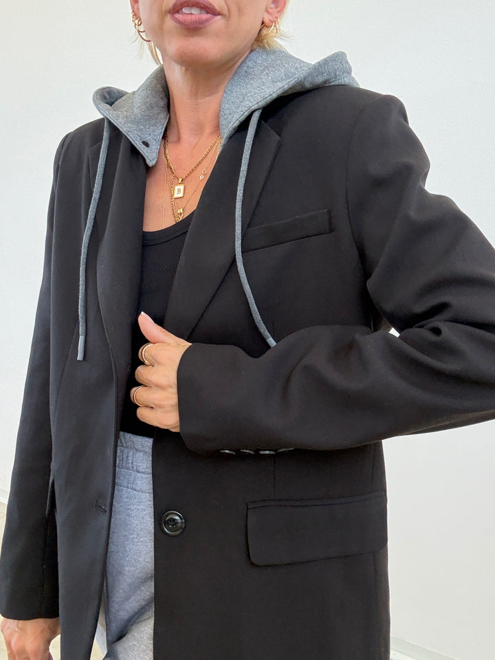 GIACCA CAPPUCCIO NERO/GRIGIO