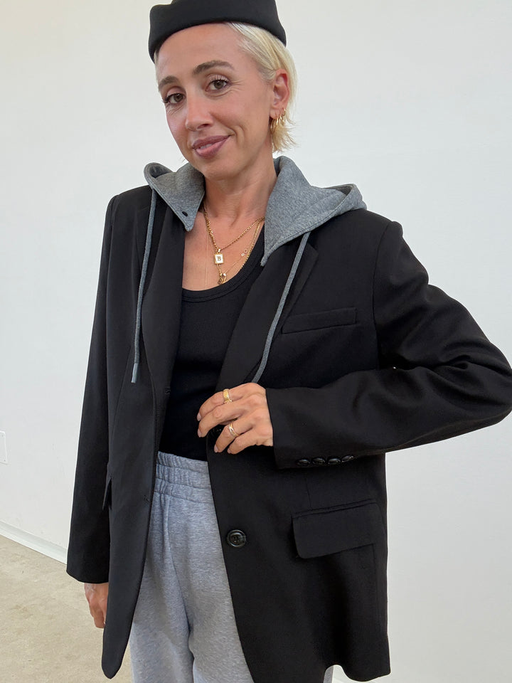 GIACCA CAPPUCCIO NERO/GRIGIO