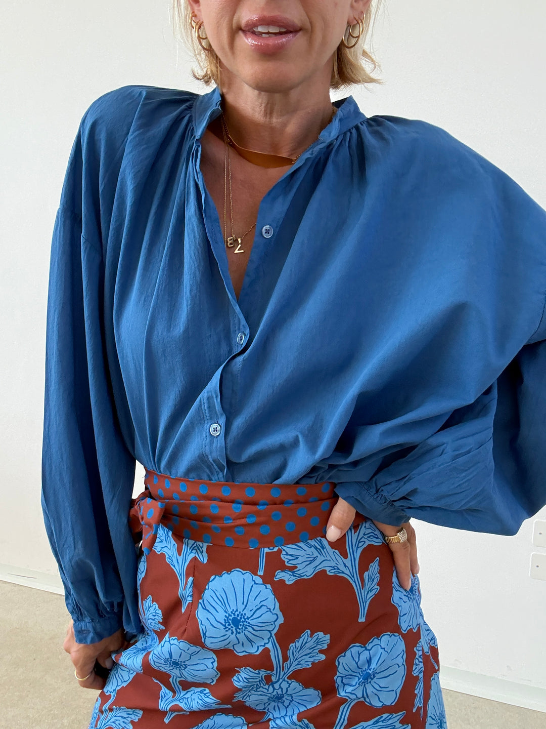 CAMICIA MUSSOLA AZZURRO