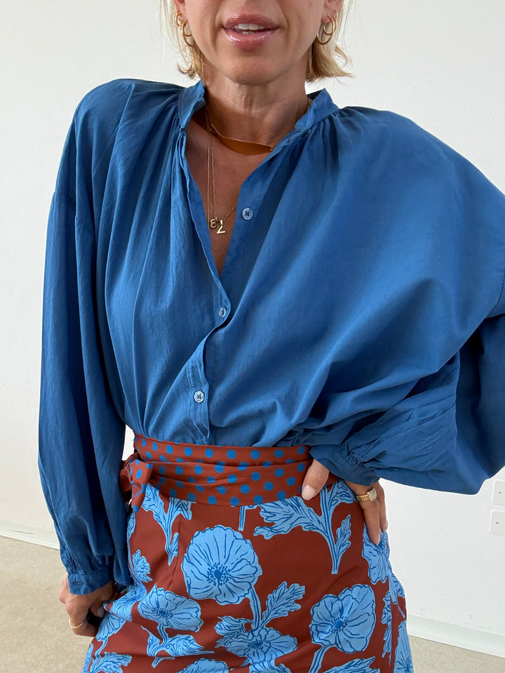 CAMICIA MUSSOLA AZZURRO