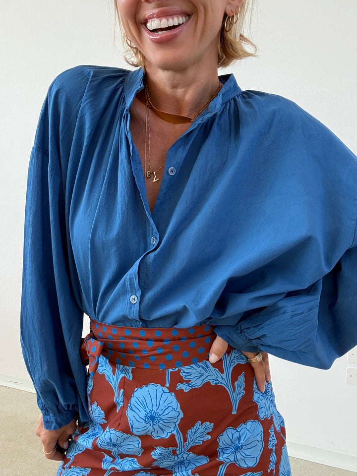 CAMICIA MUSSOLA AZZURRO
