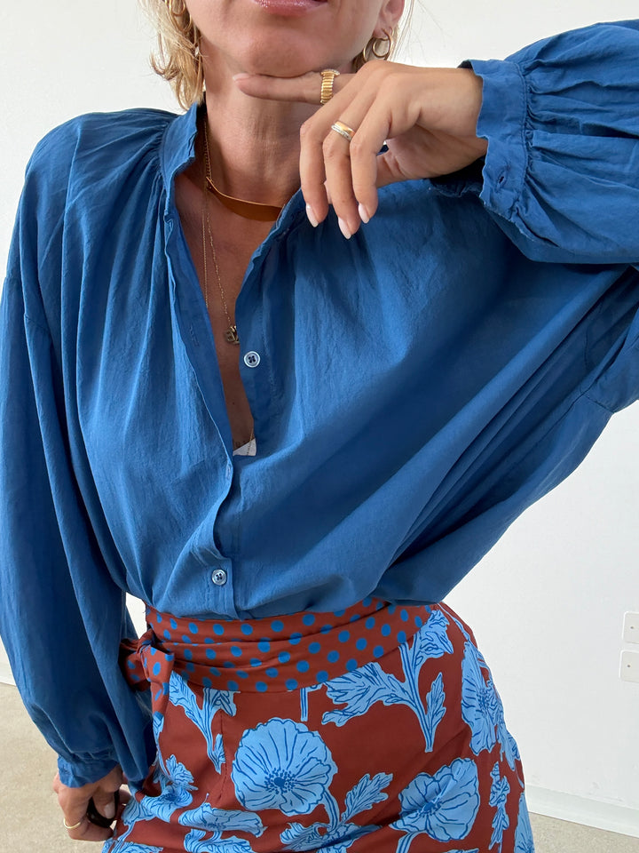 CAMICIA MUSSOLA AZZURRO