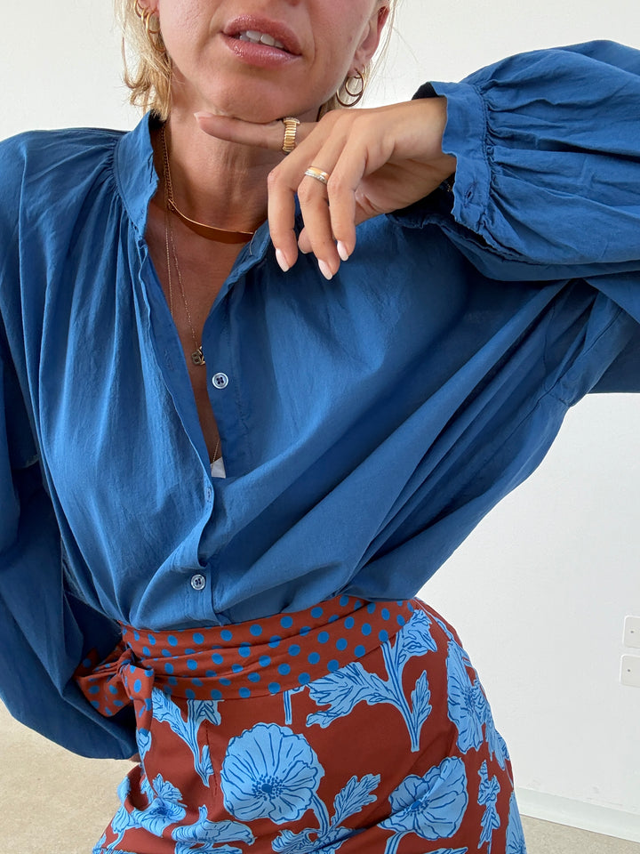CAMICIA MUSSOLA AZZURRO