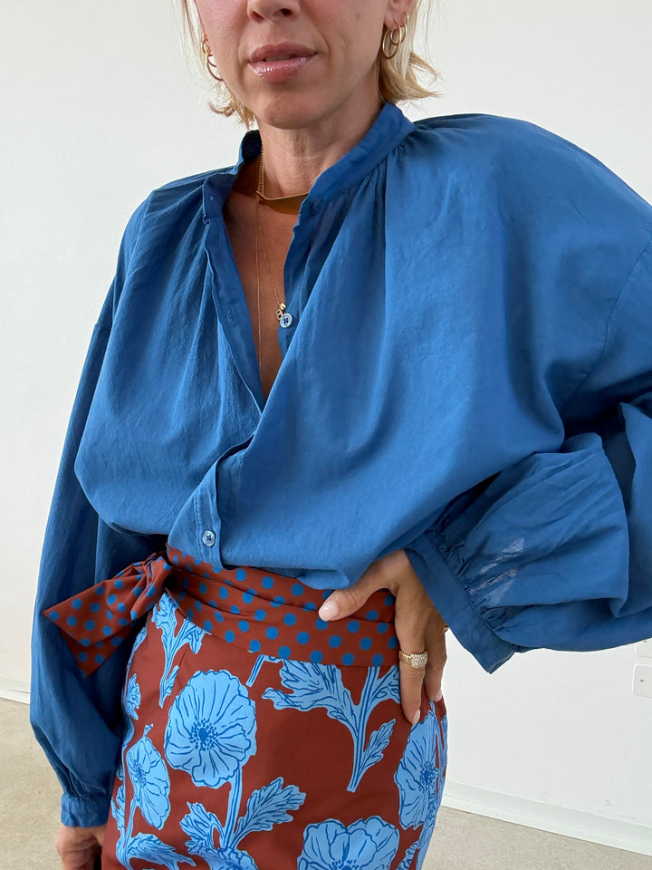 CAMICIA MUSSOLA AZZURRO