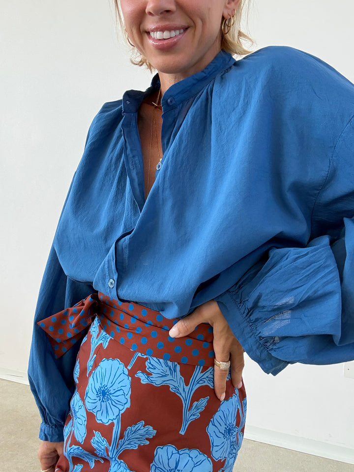 CAMICIA MUSSOLA AZZURRO