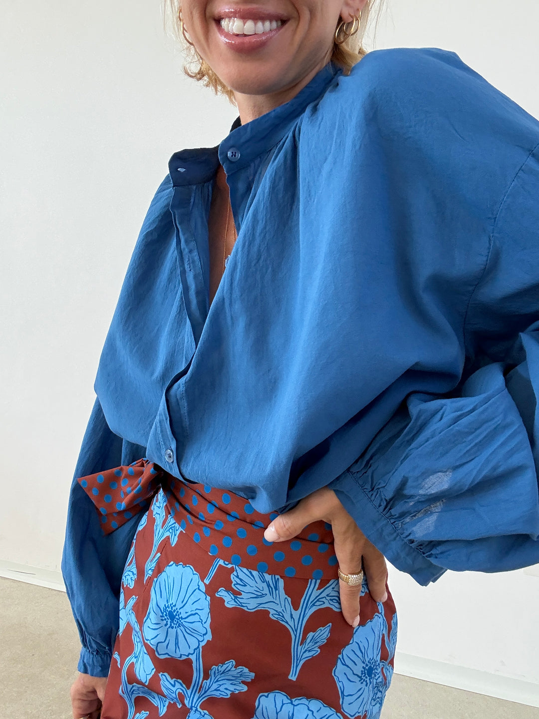 CAMICIA MUSSOLA AZZURRO