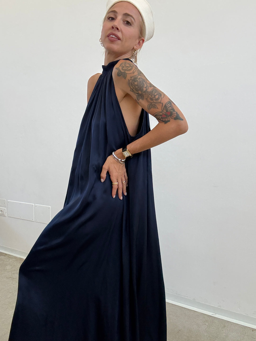 ABITO GINNY SATIN BLU