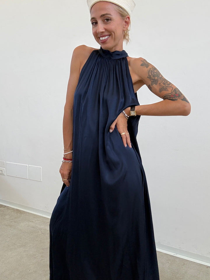 ABITO GINNY SATIN BLU