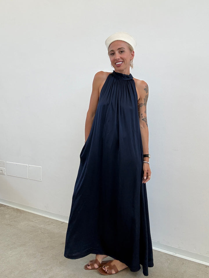 ABITO GINNY SATIN BLU