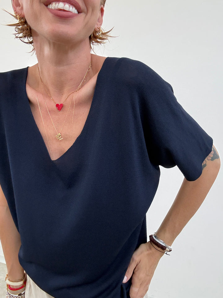 MAGLIA FILO V BLU NOTTE